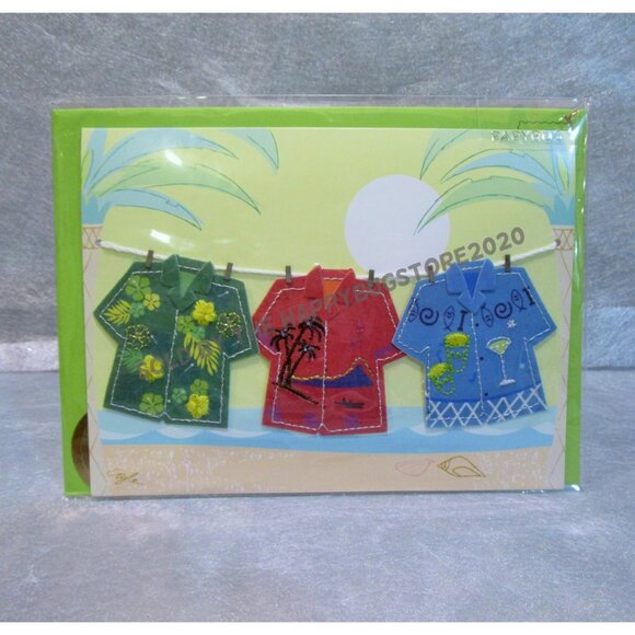 Papyrus HAPPY BIRTHDAY GREETING CARD-GIFT BAG FOR HIM-Hawaiian shirts- HANDMADE - Picture 6 of 10